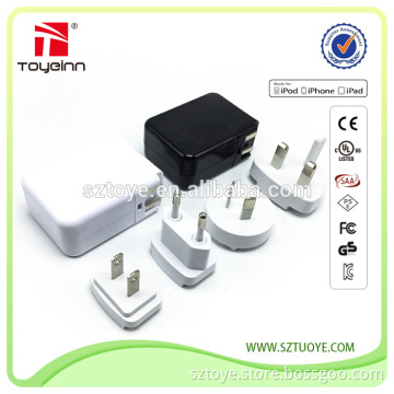Toye 5V 5.4 A EU/US/UK/AU Interchangeable Plug 4 Port USB Wall Charger Power Adapter Multi Port Charger